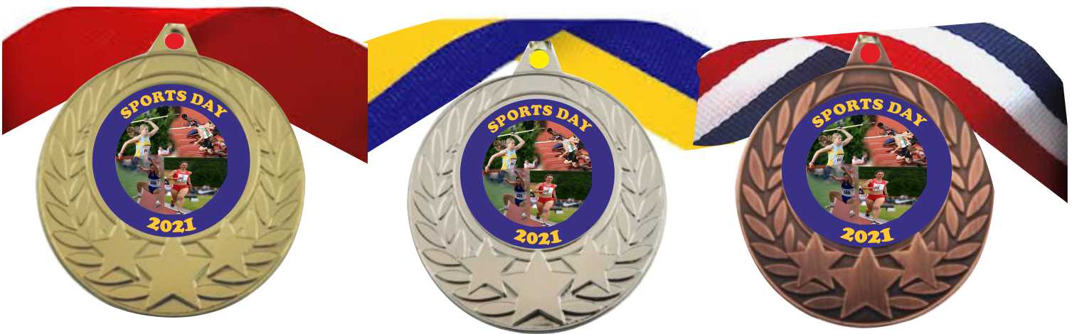 Sports Day Medals Free Ribbon 7050  Year dated 2021